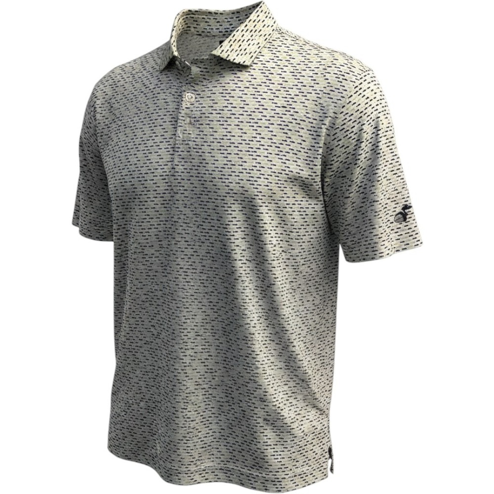 Donald Ross Sport Men XL  Performance Golf Polo White W/ Blue & Green Fish Print
